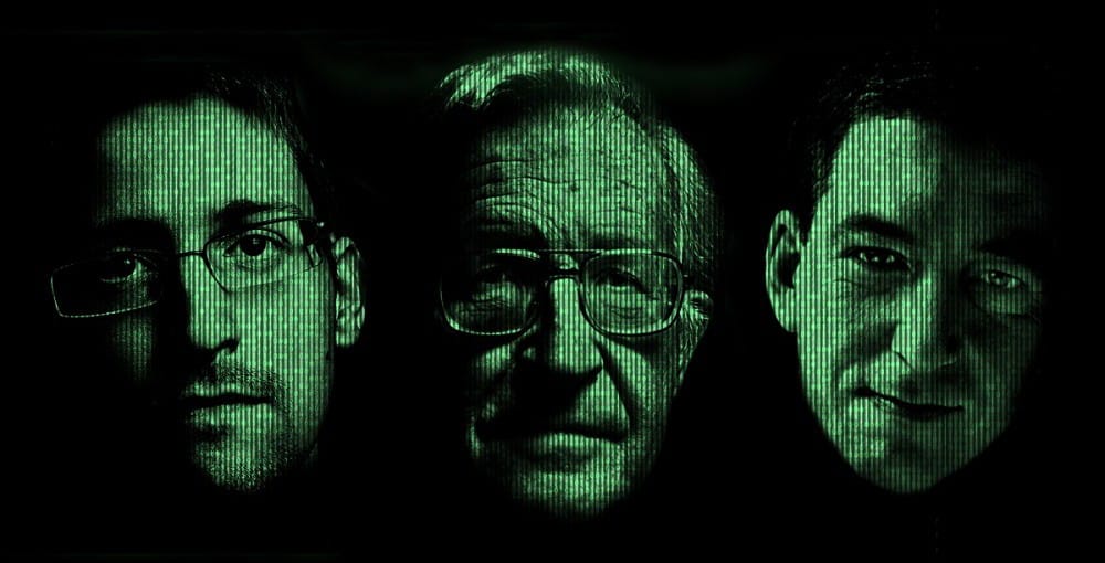 Edward Snowden, Glenn Greenwald und Noam Chomsky